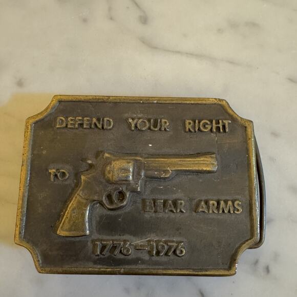 Limited Edition "Defend Your Right to Bear Arms" Square Belt Buckle Cal Metals - Picture 1 of 3